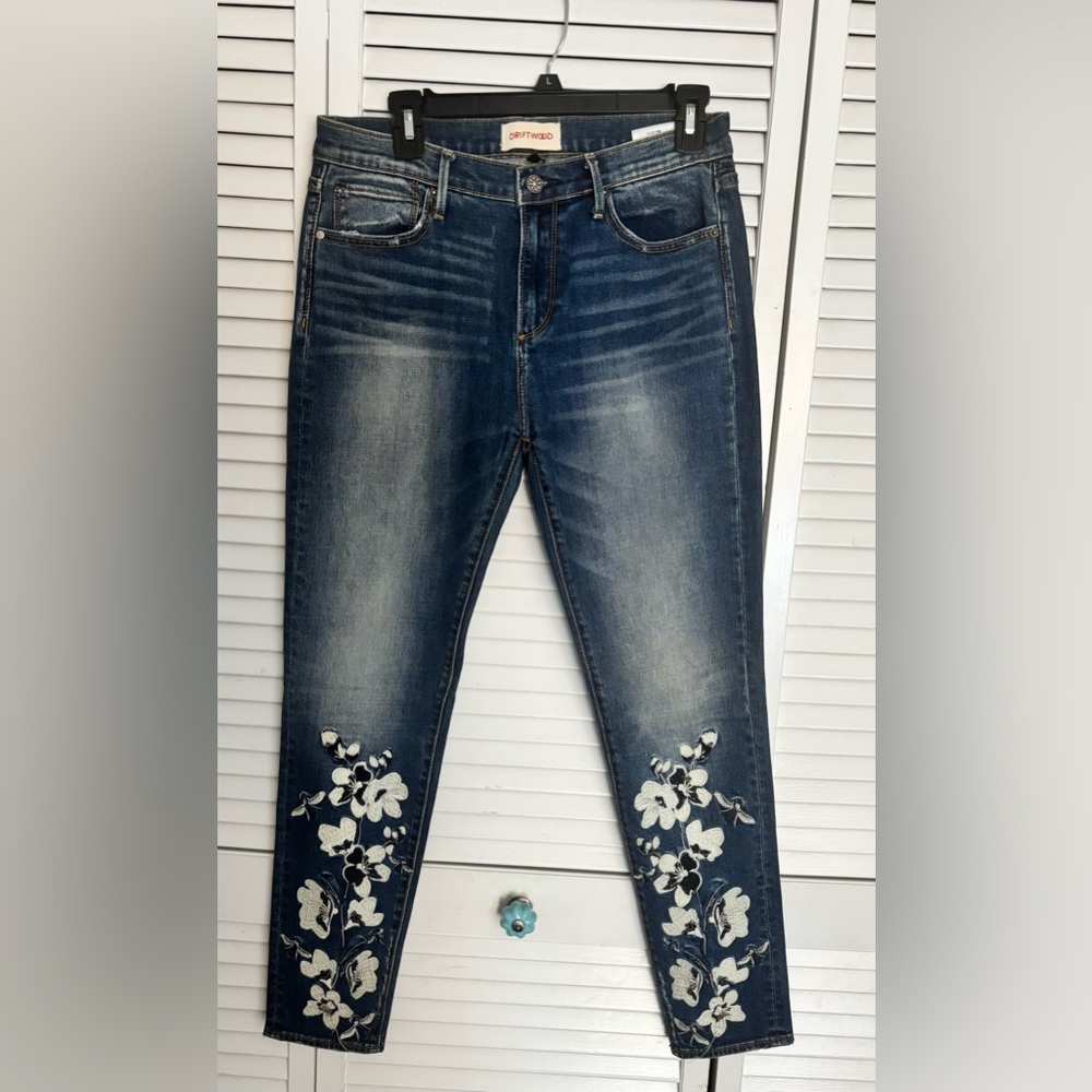 Driftwood Jeans Womens 28 Jackie Embroidered Floral Skinny Denim